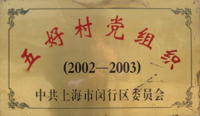2004年,中共上海市闵行区委员会授予九星村党支部"2002-2003年度五好图片