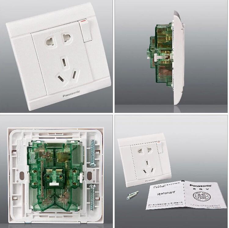 松下 一开五孔墙壁开关插座佳典纯86型带开关电源插座